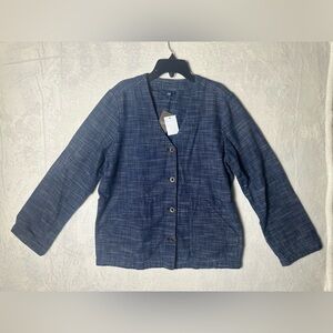 NWT J Jill PureJill Indigo Blazer Blueberry Wash $139 Size Medium Cotton‎ Blend